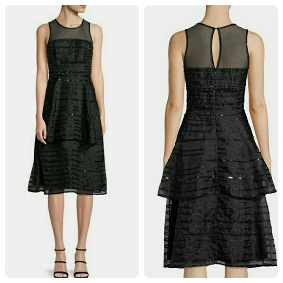 Parker Avril Sleeveless Sequin Stripe Tiered midi - Picture 2 of 11